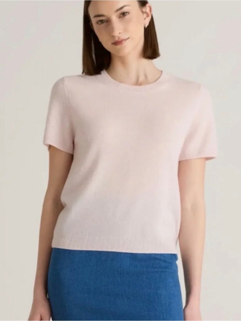 Quince Soft Pink Mongolian Cashmere Sweater Tee